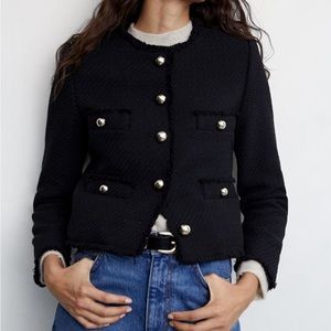 Mango pocket tweed jacket